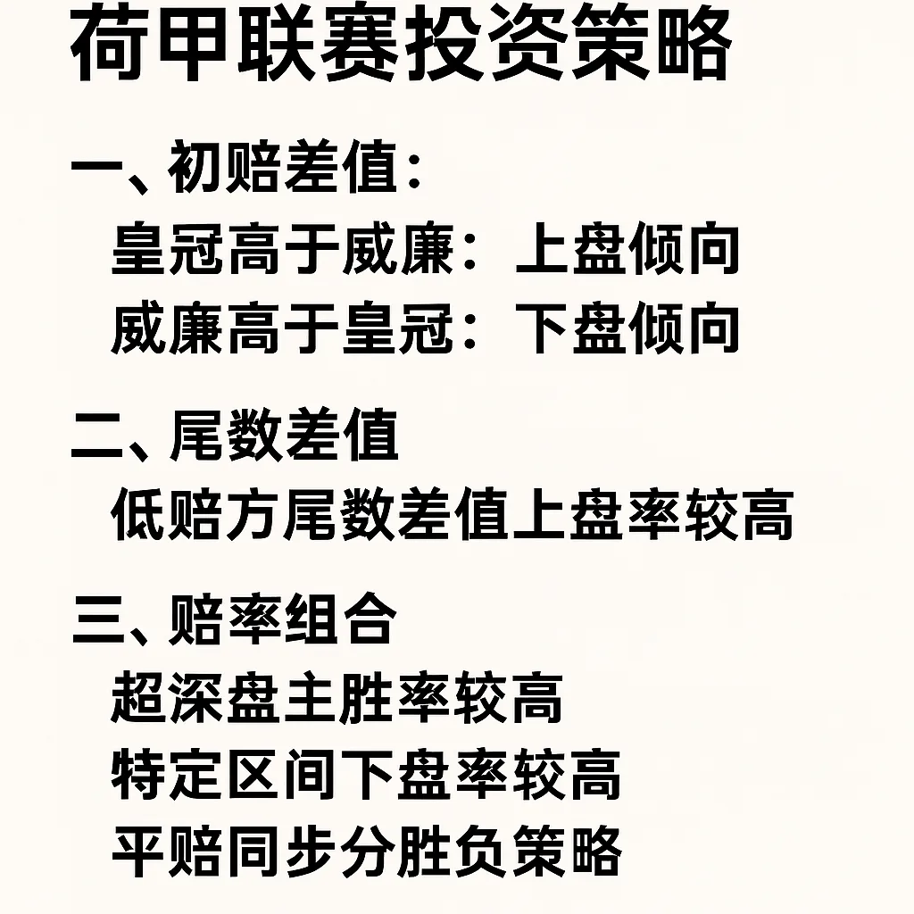 威廉与皇冠欧赔差异体系深度解析：荷甲联赛投注策略与爆冷规律